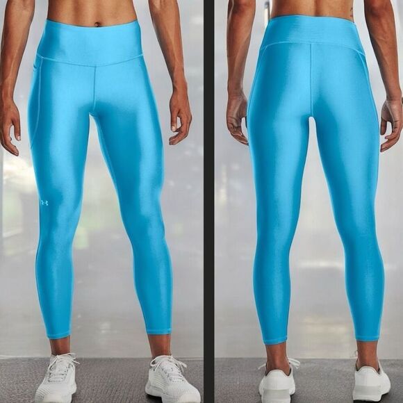 Under Armour UA Blue HeatGear High No-Slip Waistband Ankle Leggings Size XXL - Picture 2 of 11